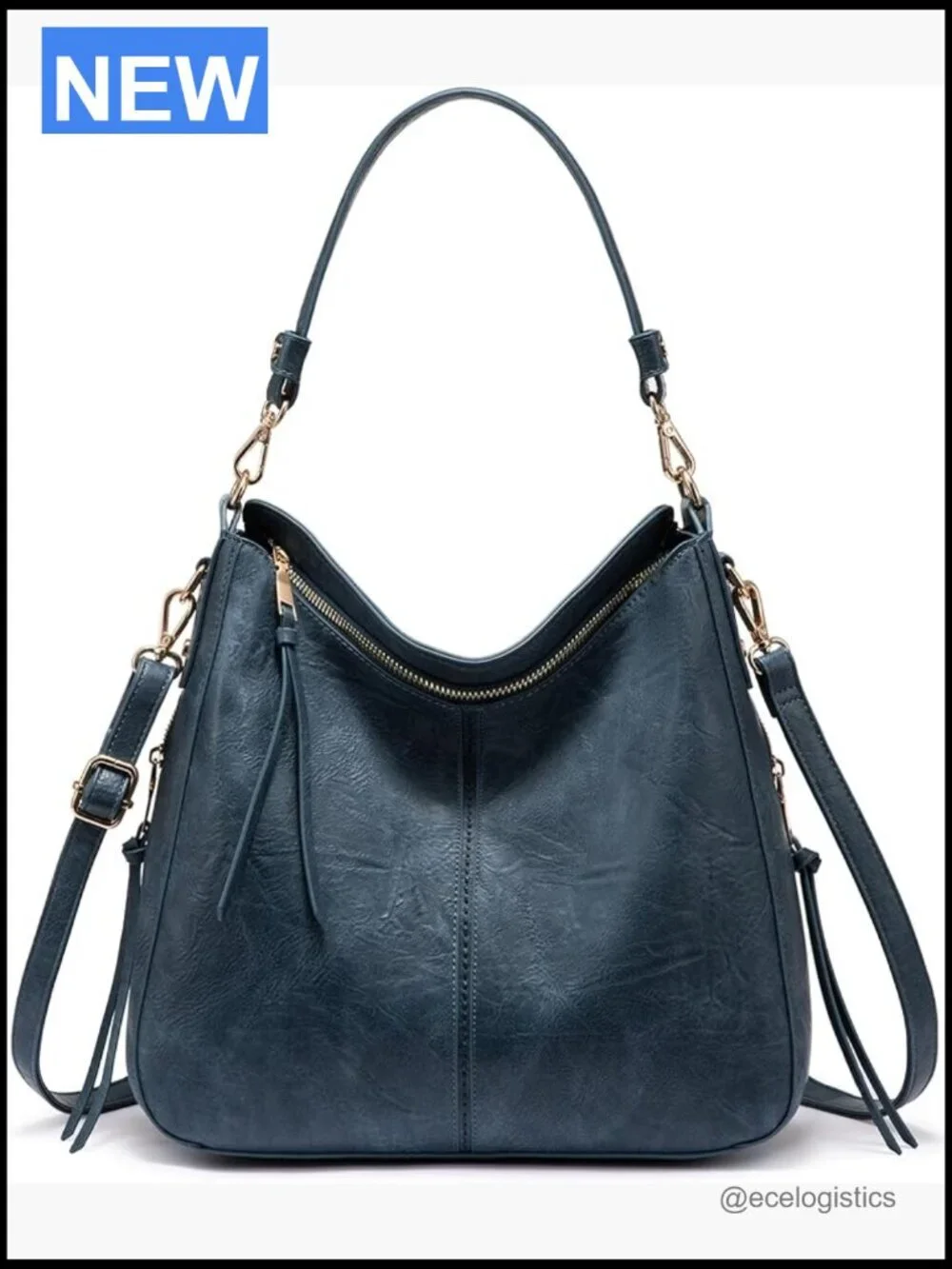 Faux Leather Hobo Crossbody Bag Large Retro Shoulder Purse Tote